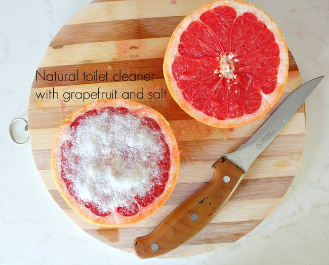 Natural toilet cleaner with grapefruit and salt Tip Junkie